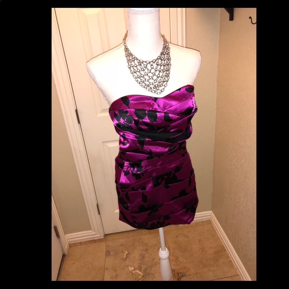 Fushia and Black Mini Dress